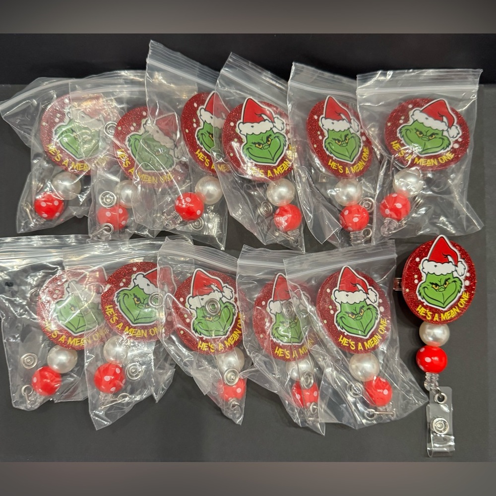 Grinch Christmas Retractable ID Badge Reel
Holder Bundle, lot of 12